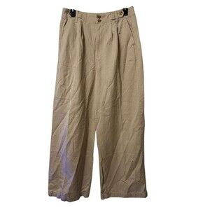 Madewell Harlow Wide Leg Trouser Twill Cream Women Size8 Pleated High Rise Pants